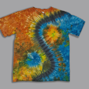 Blue and Orange Yin Yang Tie Dye T Shirt - Adult